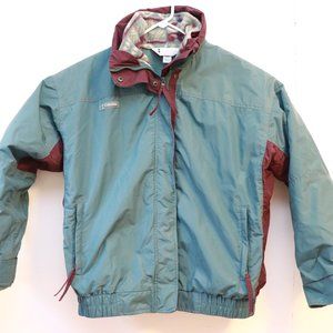 VTG Columbia 2 in 1 Ski Coat Combo Fleece Jacket Bugaboo Teal Maroon Women's L